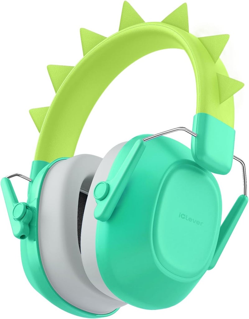 iClever Noise Cancelling Headphones for Kids, SNR 29dB Safety Noise Reduction Ear Muffs for Autism Sensory &Concentration Aid, Ear Hearing Protection for Fireworks/Event/Monster Truck Dinosaur Green - Image 1